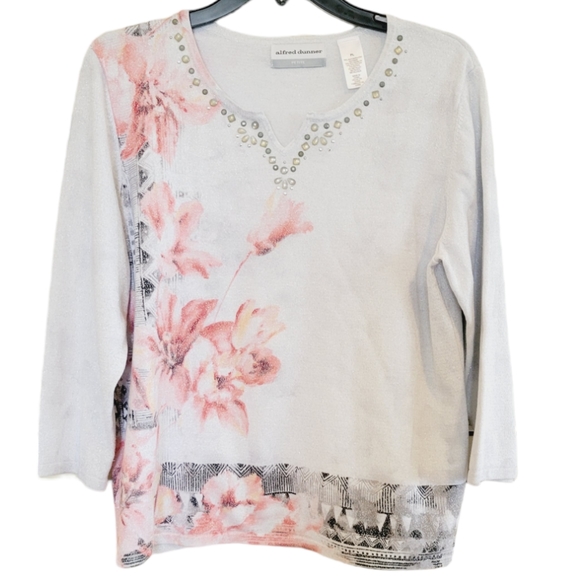 Alfred Dunner Petite Metallic Floral Blouse - Picture 1 of 9